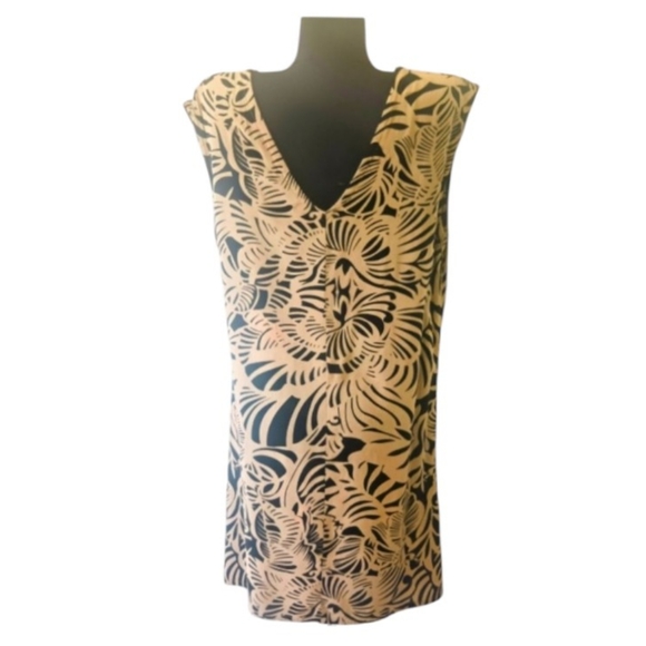 Santiki Tan and Black Tropical Printed Sleeveless Boutique Dress - Picture 2 of 8